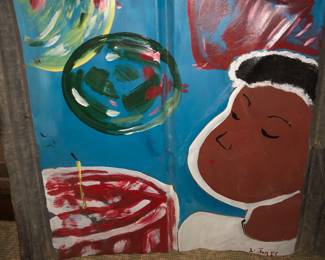 L. Jones Painted Metal Folk Art 