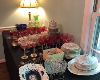 Vintage China And Pink Glass