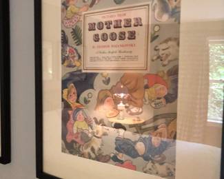 Framed Vintage Mother Goose Book Pages 