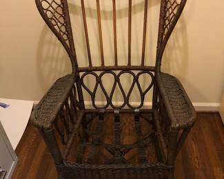 Antique Wicker Wing Back Chair