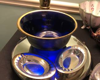 Vintage Cobalt Glass Bowl and Decor