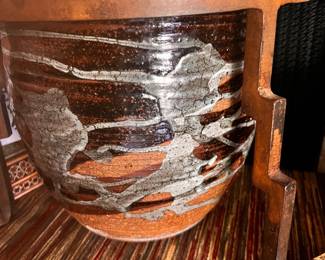 Studio Pottery w/Planter /iron stand