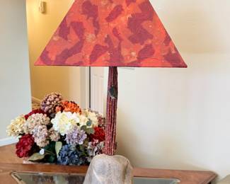 Lamp w/stone & twig base