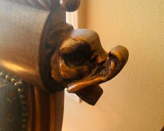 Figural Detail in Antique Chair 