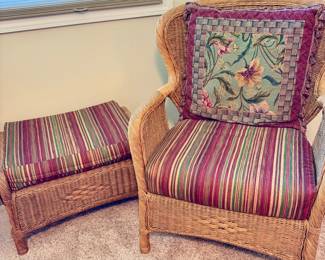 Wicker Chair/Ottoman Set sturdy