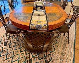 HOOKER Dining Table /8 Chairs  Iron/Wood/Stone excellent 