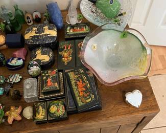 Murano Glass and Monet Trinket Boxes