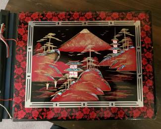 Lacquered Asian design WWII Album with Navy pictures inside