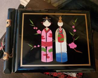 Lacquered Asian design WWII Album with Navy pictures inside