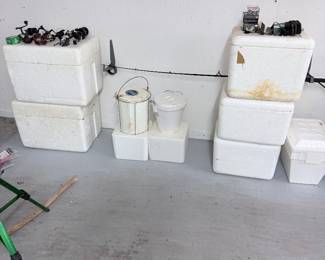 Several Styrofoam Coolers