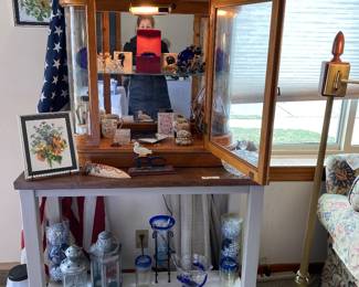 Curio cabinet brass floor lamp