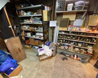 Metal shelving units