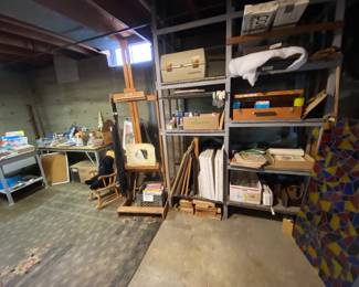 New canvases, easels, painting items, artist wood paint brush box