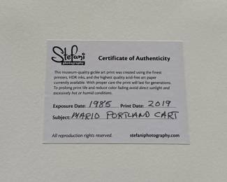 A photo collection of Mario Andretti and a signed ticket by Andretti. Photos taken by master photographer, Richard Stefani (also signed). Professionally matted and kept in a protective sleeve. Measures in matting, 17.25” H x 19.5” W. Mario Gabriele Andretti is an American former racing driver and businessman, who competed in Formula One from 1968 to 1982. Andretti won the Formula One World Drivers’ Championship in 1978 with Lotus, and won 12 Grands Prix across 14 seasons.