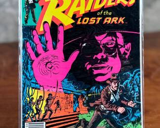 Marvel Comics ‘Raiders of the Lost Ark: The Official Comics Adaptation of the Hit Film, ’ published in September 1981. Featuring the complete adaptation of the classic movie. The issue is 50 cents and offers full-color artwork. Bagged and displayed in a protective sleeve.