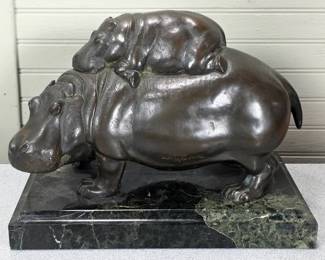 Sirio Tofanari (1886-1969) "Ippopotamo e cucciolo" (Hippopotamus and Baby)