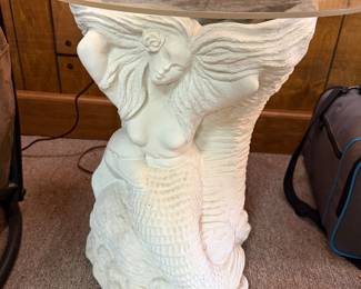 Mermaid sculpted base/glass table