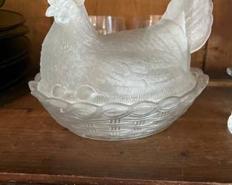Glass Hen on Nest