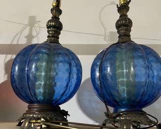 MCM Blue Glass Lamps