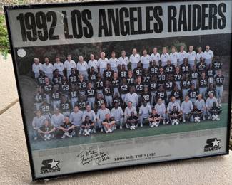 LA Raiders Signed Poster Framed