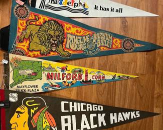 Pennants--Philly, Ringling Bros, Connecticut, Chicago Black Hawks--MANY MORE!