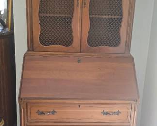 Solid cherry Monitor Brand French Provincial secretary desk with bonnet top hutch