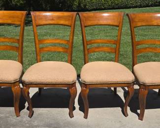 Set of 4 dining chairs - solid wood with upholstered cushions