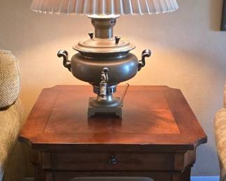 Antique brass Russian samovar lamp.