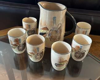 Vintage Royal Sealy Capri Pitcher and Glasses