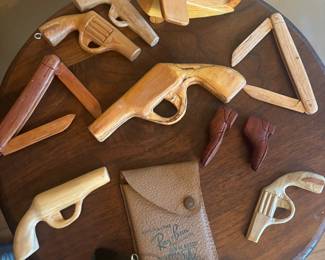 Hand carved wooden toys with working movements 