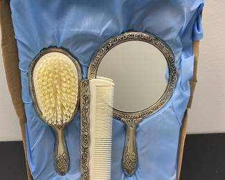 Vintage silver plated vanity set. 