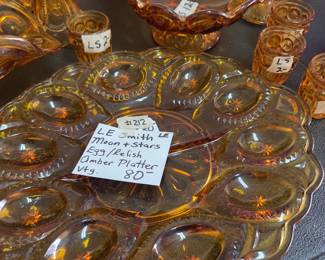 #212	LE Smith Moon and Stars Egg/Relish Amber Platter	 $80.00 