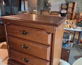 #103	Wood 3 Drawer Bedside Table - 24x16x25   (has minor finish issues)	 $40.00 