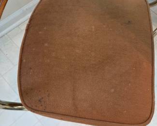 #52	80's Retro Glass Insert Table w/Brass Chair Legs on Wheels - 45x29	 $75.00 