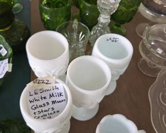 #222	LE Smith White Milk Glass Moon And Stars Goblets - set of 4	 $40.00 
