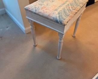 #89	Wood Vanity Stool w/fabric Colored Top - 17x14x19	 $20.00 