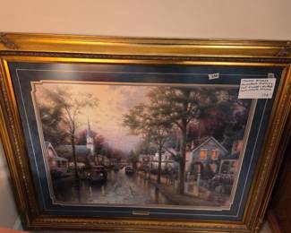 #86	Thomas Kincaid Hometown Morring prof. Framed & matted Gold ornate Frame	 $175.00 