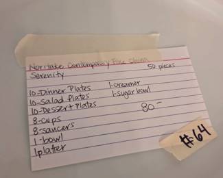 #64	Noritake Contemporary Fine China Serenity - set of 50 pieces	 $80.00 