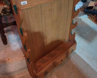 #112	Wood Gun Rack Wall Holder w/pull-out Drawers  27x6x31	 $60.00 
