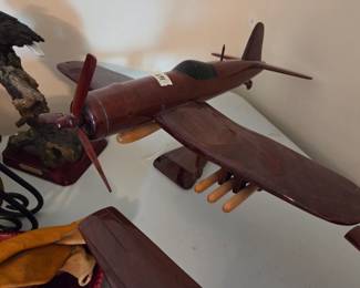#91	Mahogany Wood Model Plane - Chance Vought Corsair - 20" Wide on Stand	 $75.00 