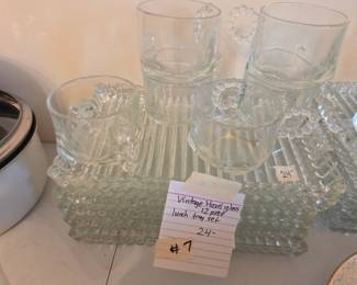 #7	Vintage Hazel Glass 12 piece lunch tray set	 $24.00 