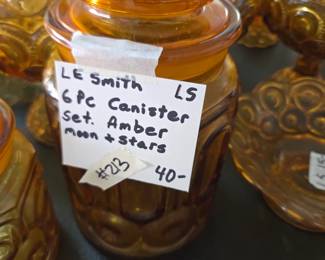 #213	LE Smith 6 pc Cannister Set Amber Moon and Stars	 $40.00 