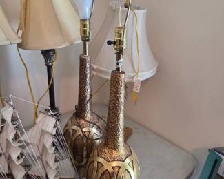 #26	Set of 2 Gold Painted Heavy Lamps - 32" Tall	 $60.00 