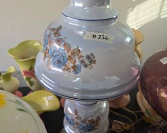 #226	Gone with the Wind w/blue flowers on Base and Globe Lamp	 $45.00 