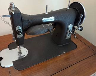 #76	Domestic Old Sewing Machine w/cabinet 	 $50.00 
