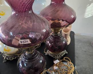 #224	Pair of 2 Amethyst Gone with the Wind w/brass Base - 21" Tall	 $80.00 