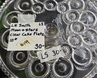 #199	LE Smith Moon and Stars Clear Cake Plate - 10"	 $30.00 