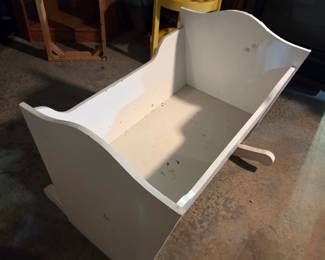 #118	White Painted Baby Cradle - 38x25x32	 $45.00 