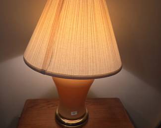 #88	Peach/salmon Colored Glass w/Brass Lamp - 28" Tall	 $40.00 