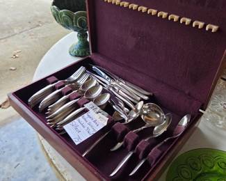 #219	Rogers Bros 8 place Settings Stainless Flair - 52 pc total	 $75.00 